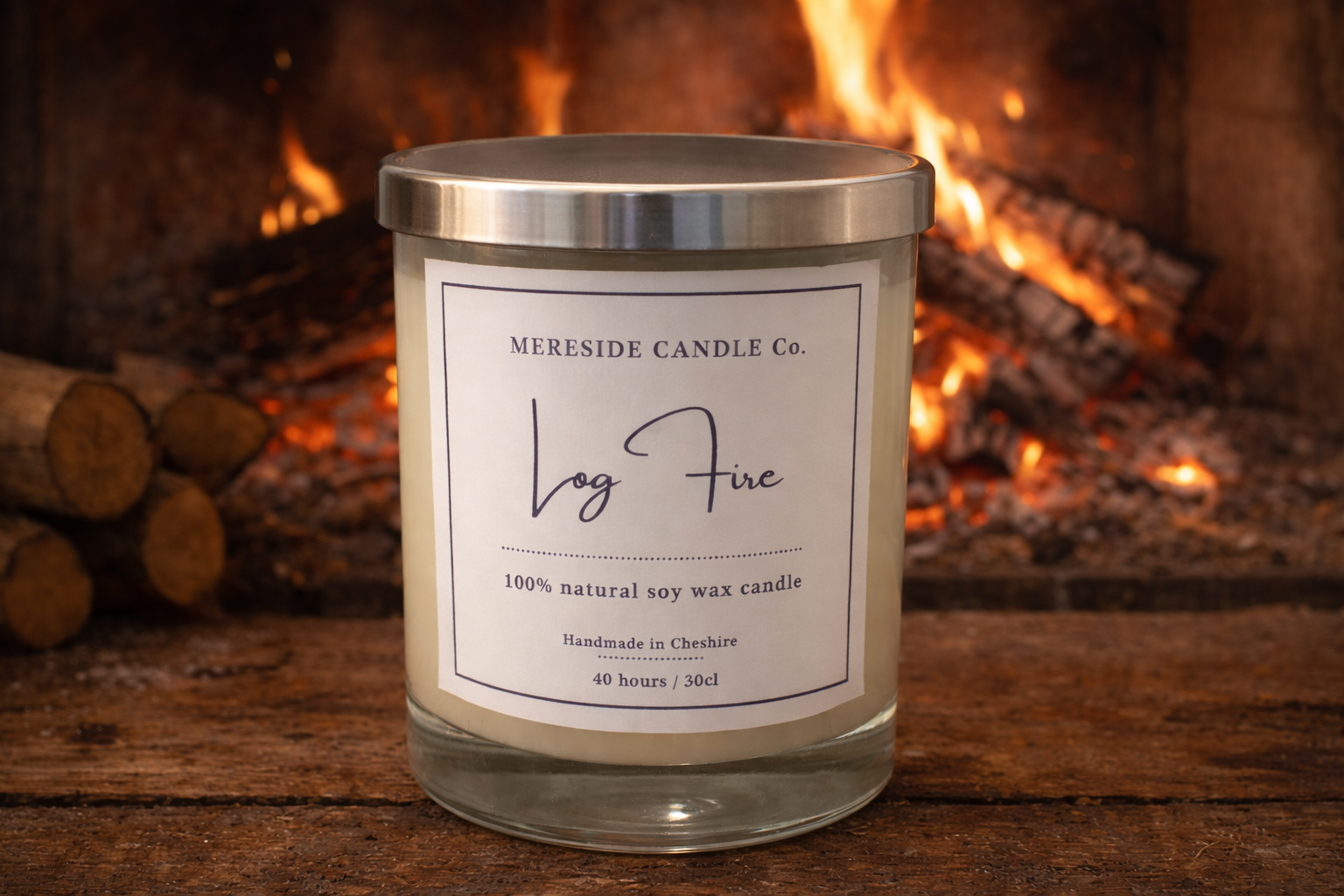 Log Fire Luxury Candle