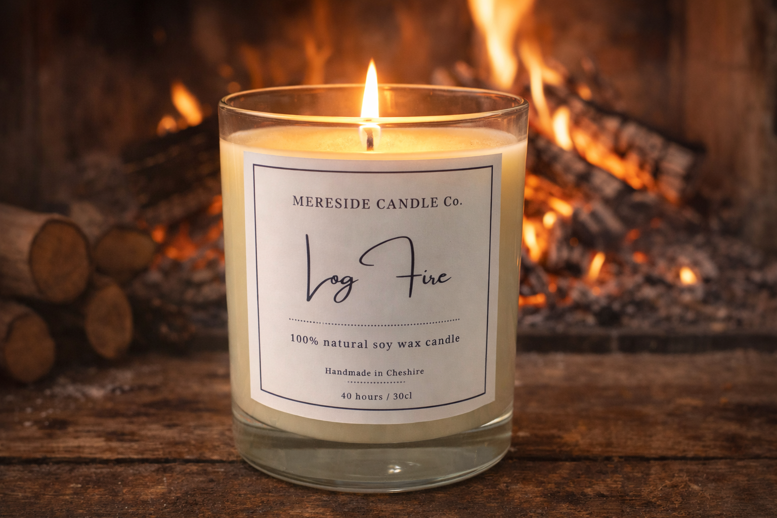 Log Fire Luxury Candle