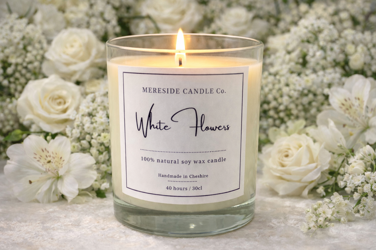 White Flowers Luxury Candle