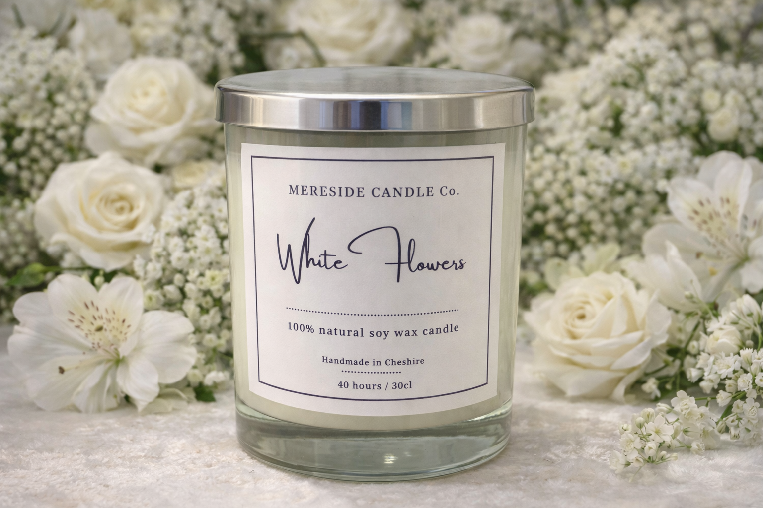 White Flowers Luxury Candle