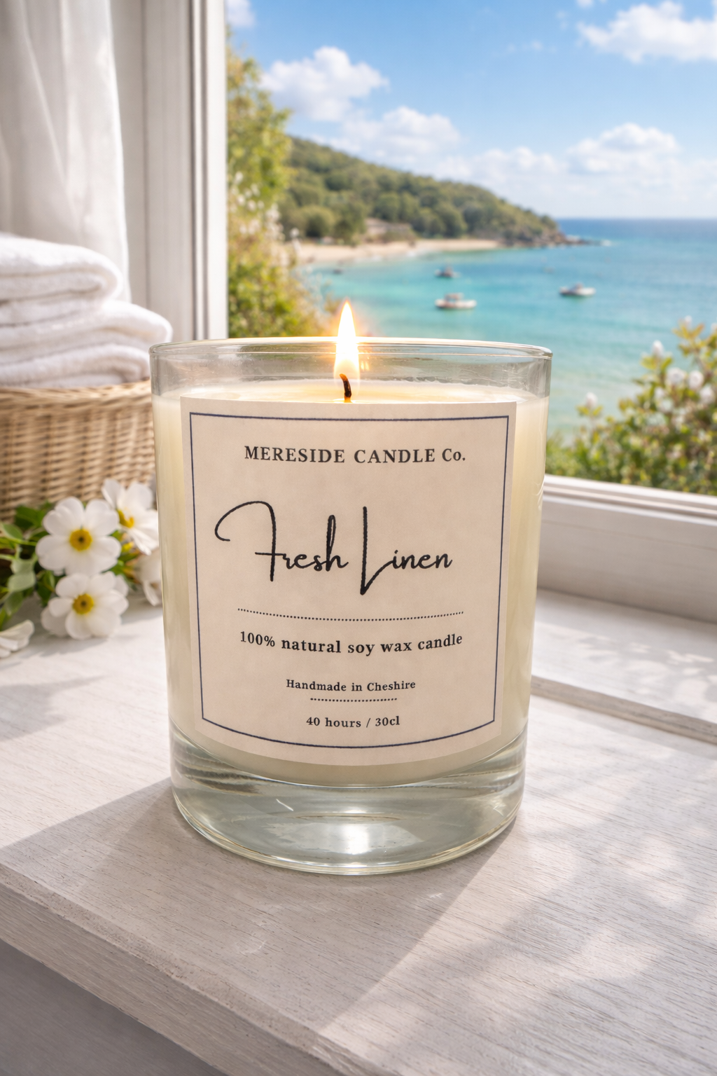 Mereside Candle Co Fresh Linen Luxury Candle 