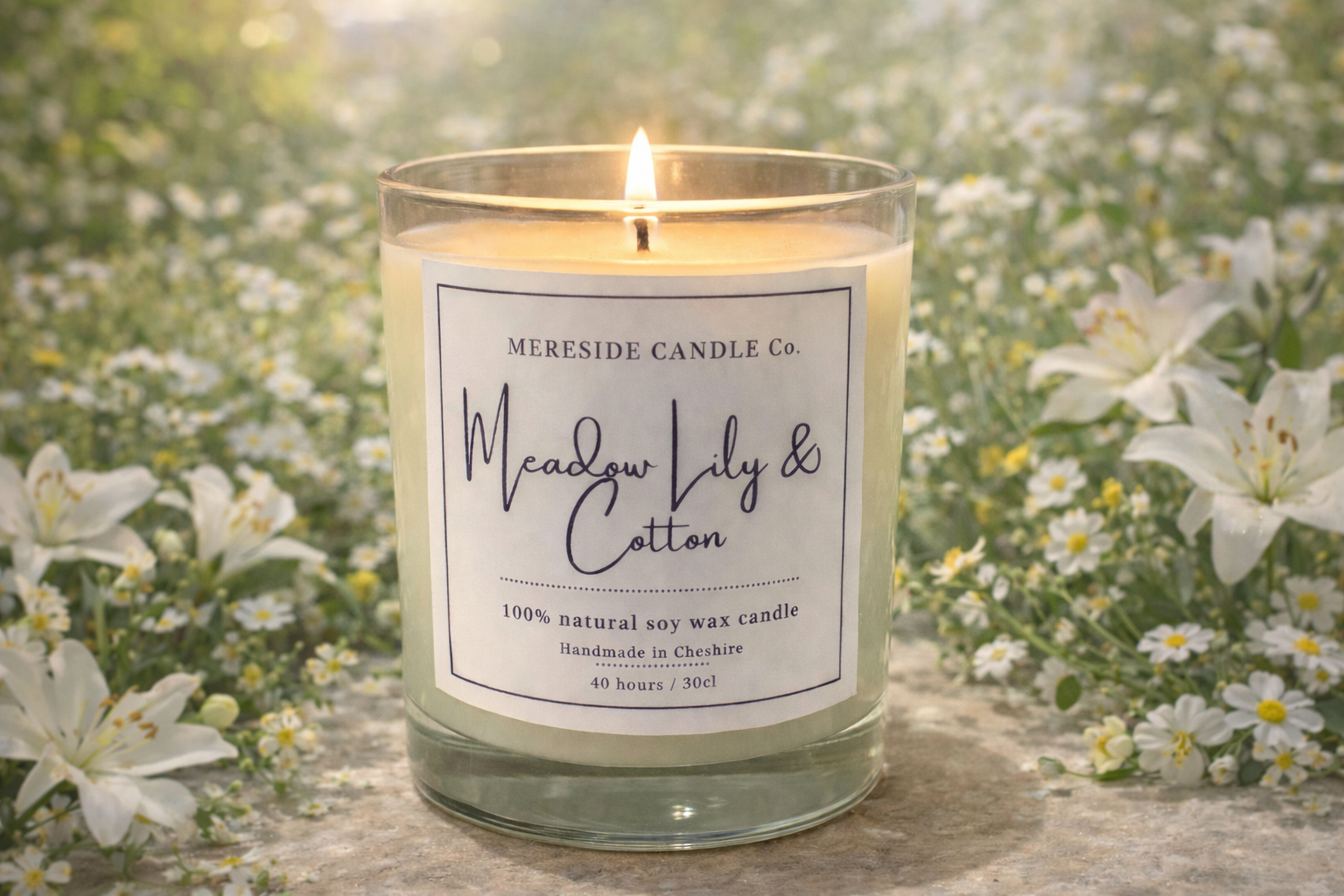Mereside Candle Co Meadow Lily and Cotton Luxury Candle
