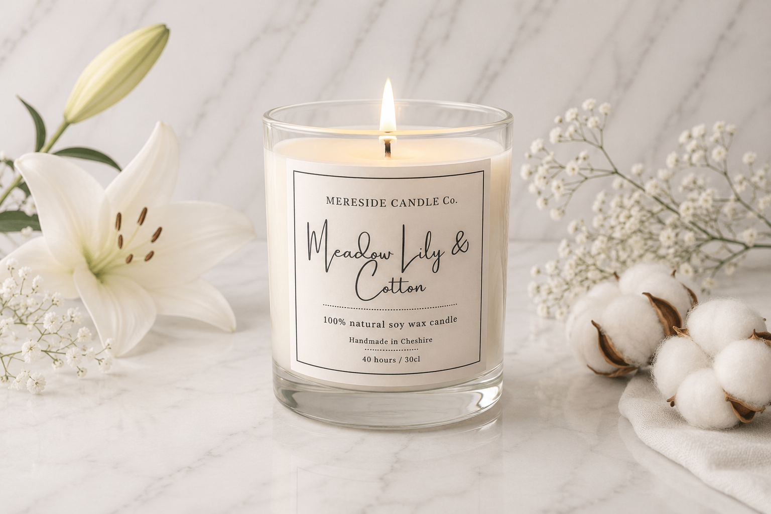 Meadow Lily & Cotton Luxury Candle