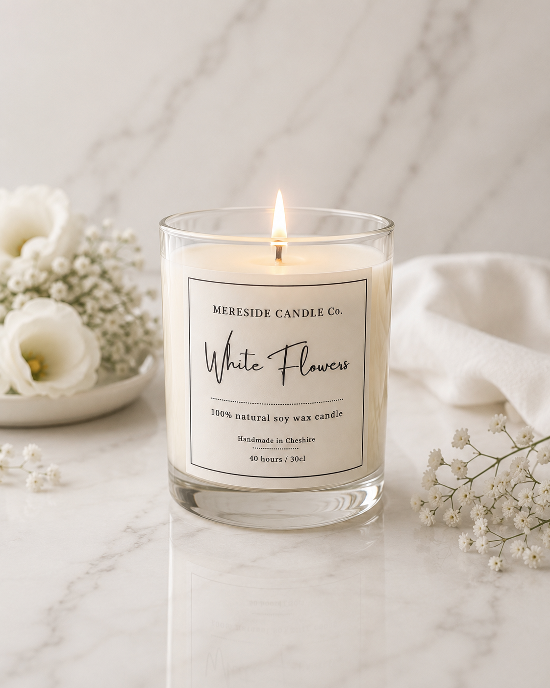 White Flowers Luxury Candle